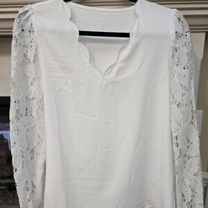 Elegant White Lace Sleeve Blouse